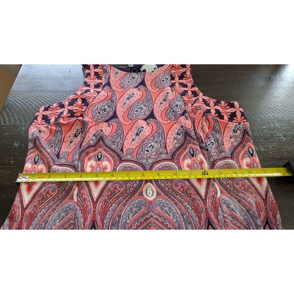 London Times Maxi Dress Paisley Sleeveless Coral Slits Artsy Boho Stretch Sz 10 - Picture 8 of 9